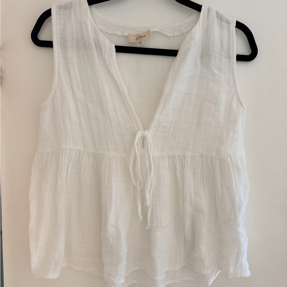 Elan White Tie-Front Blouse